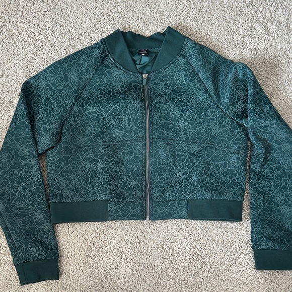 Balance Athletica Jackets & Blazers - Floral Forest Green Bomber Jacket